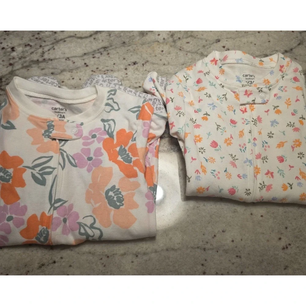 2 pack NWOT Carters‎ onsies with feet 3T